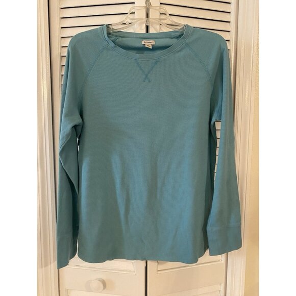 LL Bean Thermal Shirt Mens Large Blue Long Sleeve Traditional Fit Pullover Cozy - Picture 1 of 7